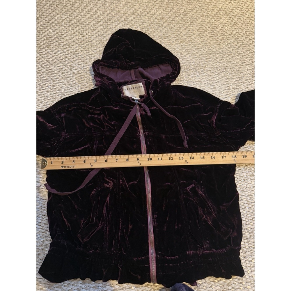 marrakech anthropologie Burgundy Velvet‎ Jacket Hoodie Romantic Vampire Goth XS - Picture 10 of 11